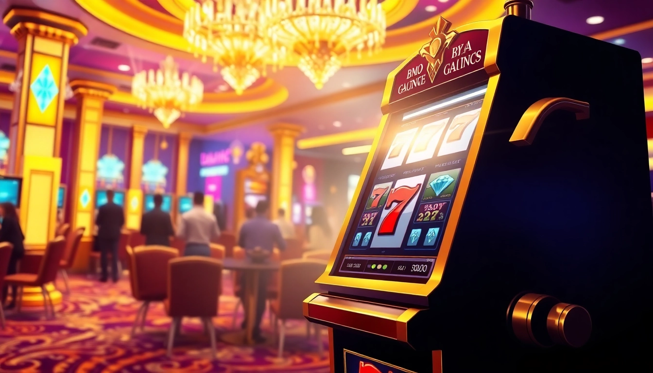 Menyenangkan pengalaman bermain luxury777 slot dengan mesin slot berwarna emas yang menonjol.