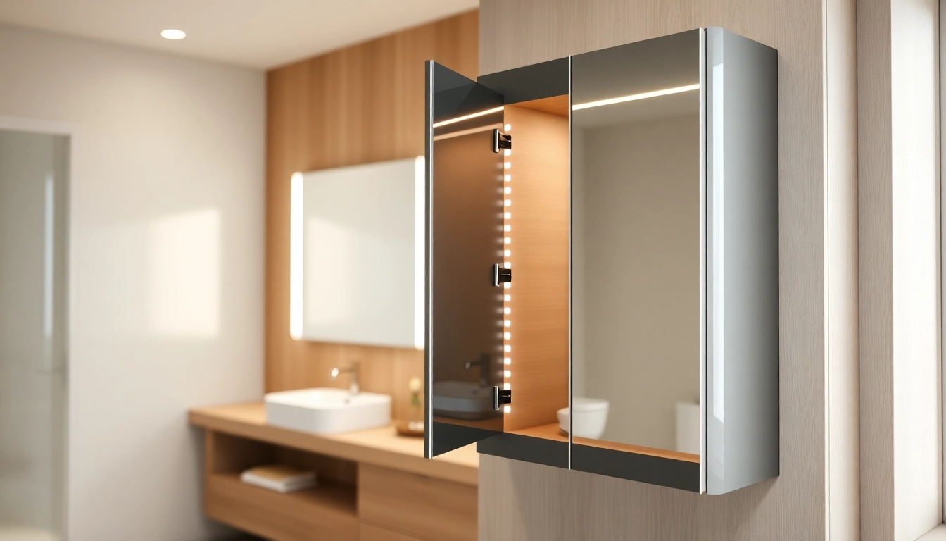 sonni Spiegelschrank im eleganten Badezimmer mit sanfter Beleuchtung und modernem Design