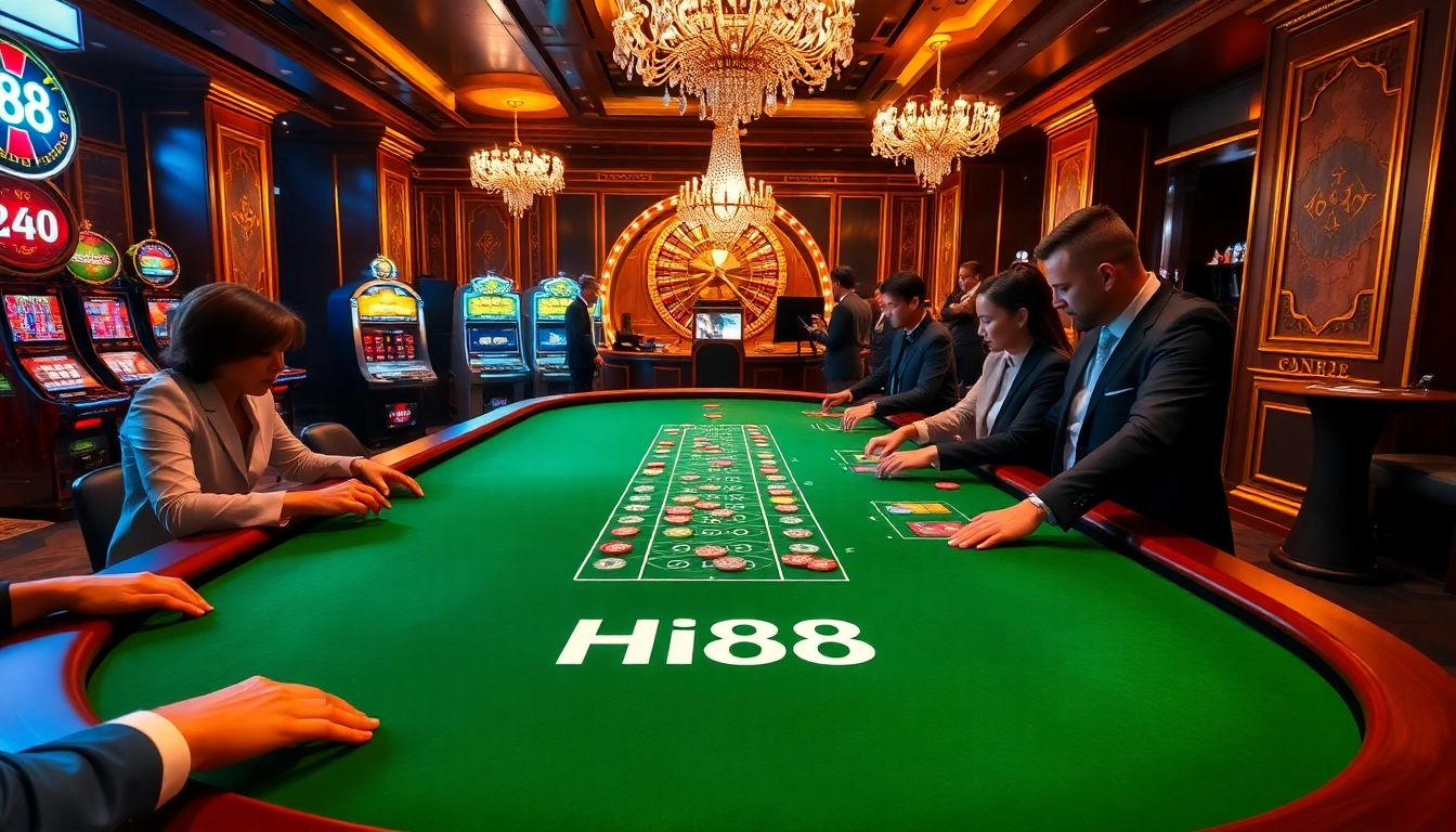Experience the thrill of baccarat at Hi88's luxurious casino environment, inviting players to engage with excitement.