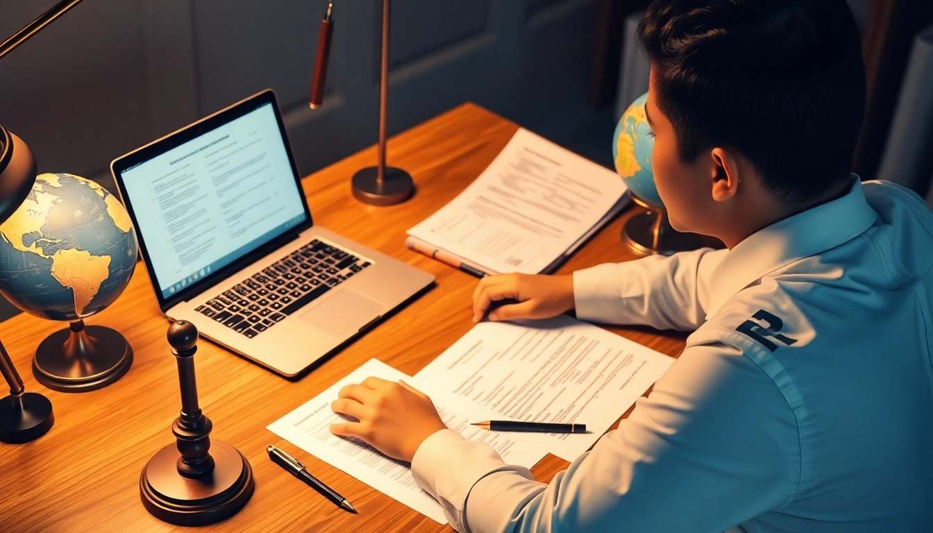 Traduttore giurato actively translating legal documents in a professional setting.