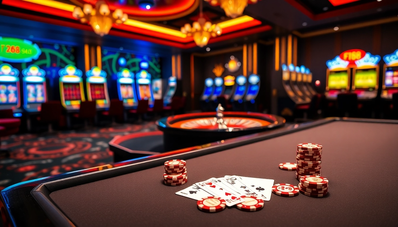 Experience luxury gaming thrills at พอร์ทเกม F168 with vibrant casino tables and exciting slot machines.