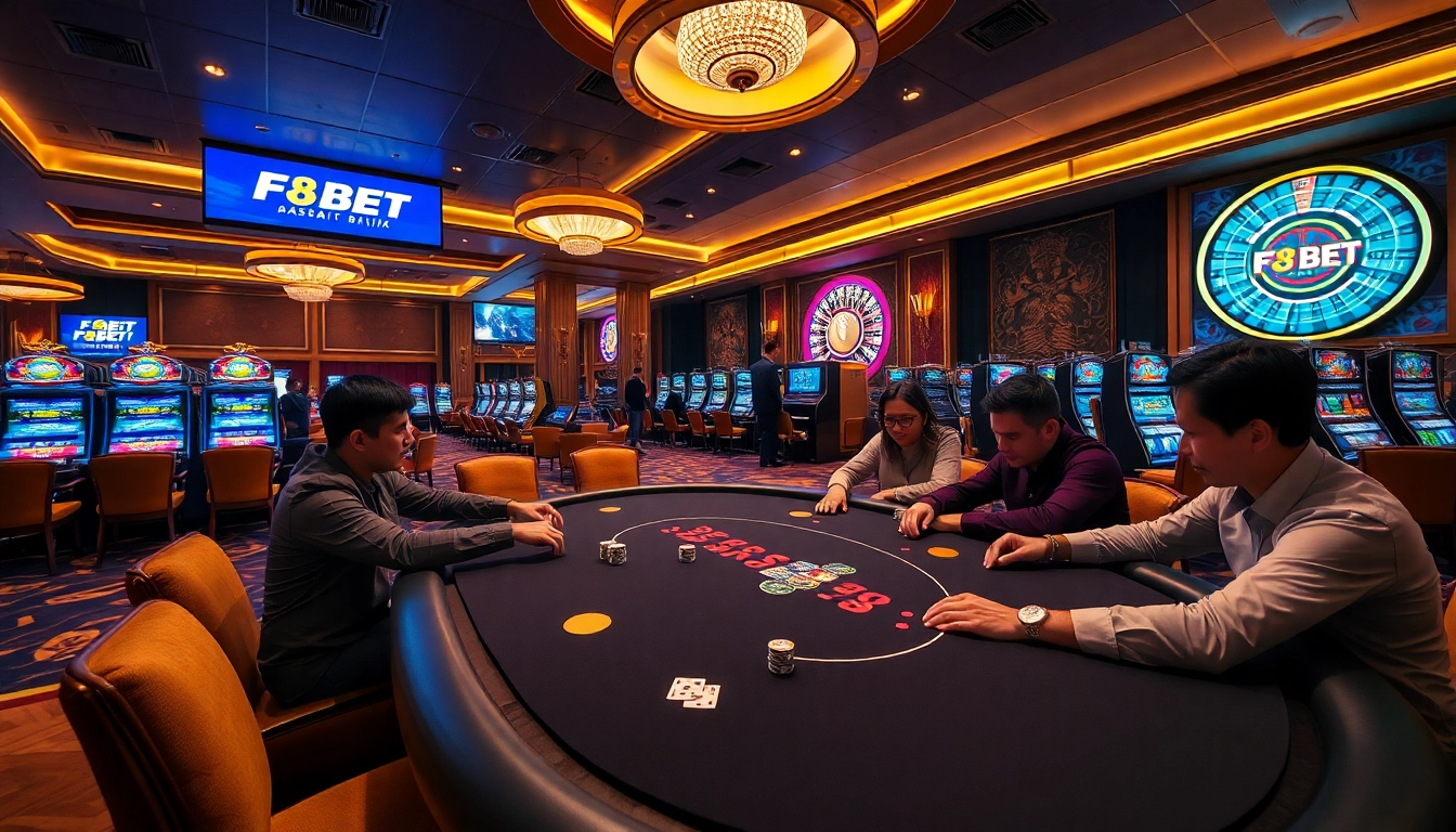 Experience the thrill of gambling at F8BET's luxurious casino with engaging poker and slot machines.