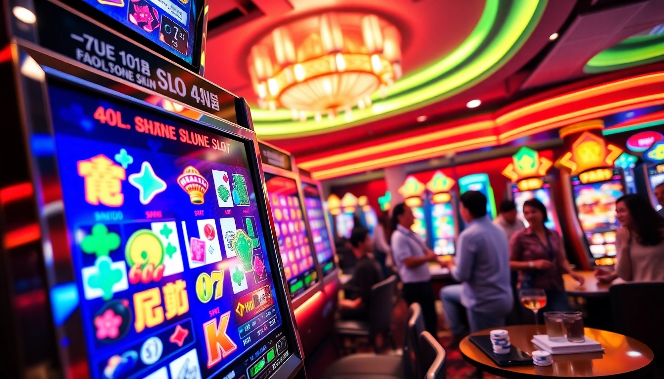 Menangkan permainan mahjong slot di mesin slot yang penuh warna dan suasana kasino yang ceria.