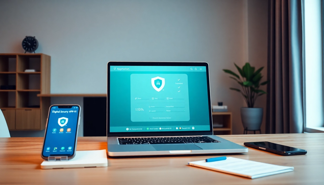 快连官网 VPN interface displayed on a laptop, showcasing seamless connectivity and enhanced security features in a modern workspace.