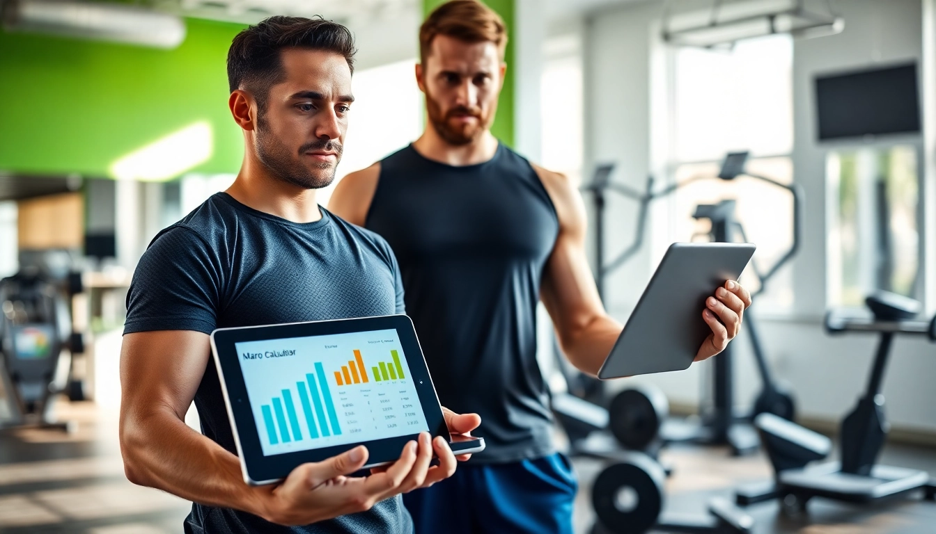 Calculate your daily macros with a professional macro calculator during a personal training session.