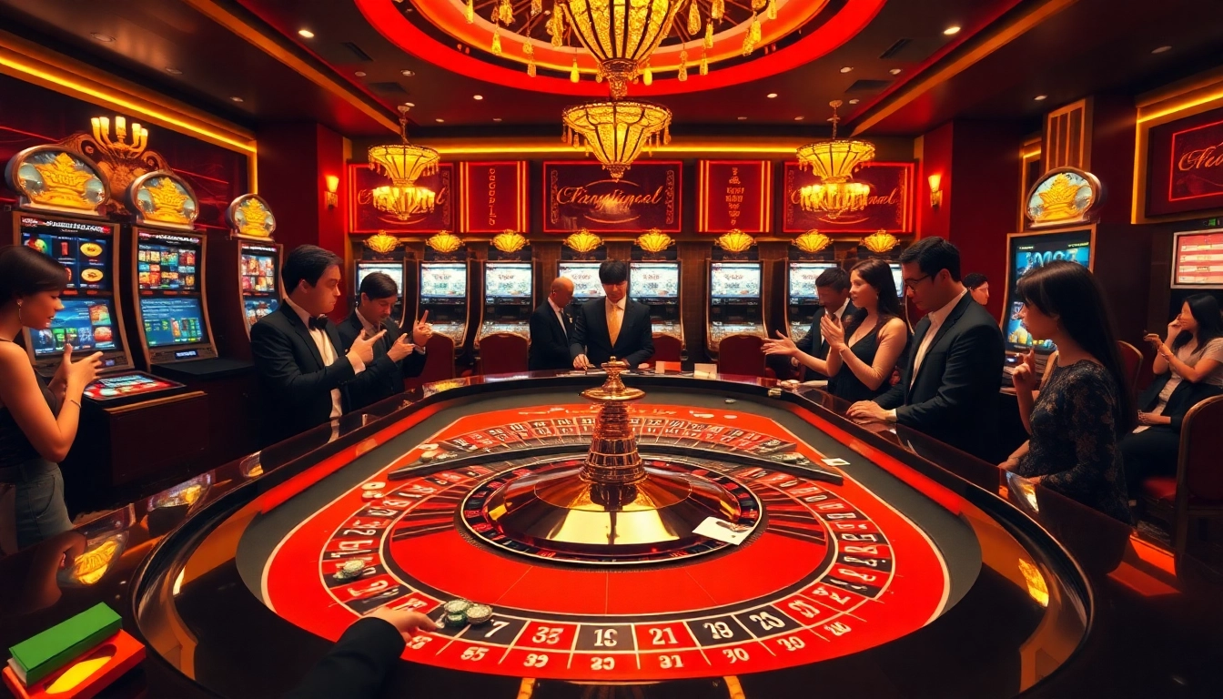 Roulette action at RR88 casino with players enjoying an exciting atmosphere of gambling.