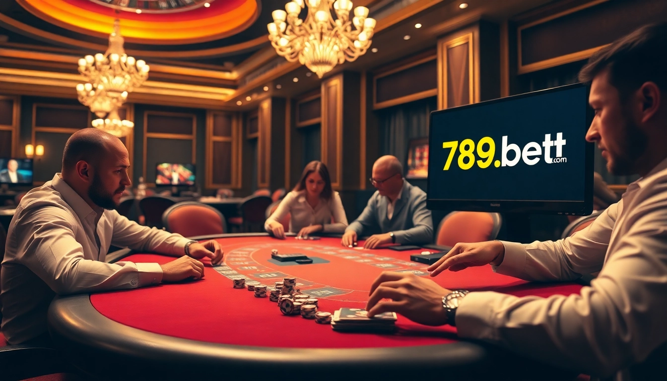 Engaging players at a poker table in a luxurious casino setting reflecting 789bet.com.