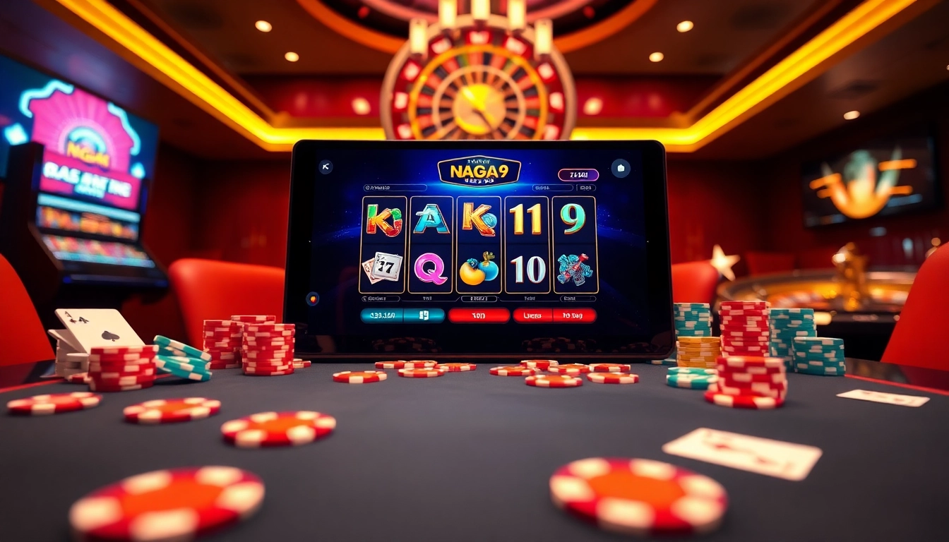 Experience the excitement of game slot Naga169 with vibrant visuals and casino elements.