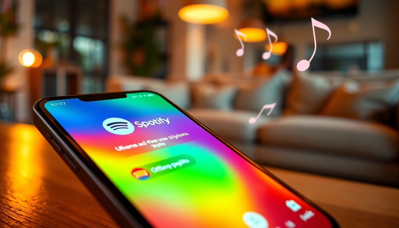 Spotify mod apk showcasing ad-free streaming and playlists on a smartphone.