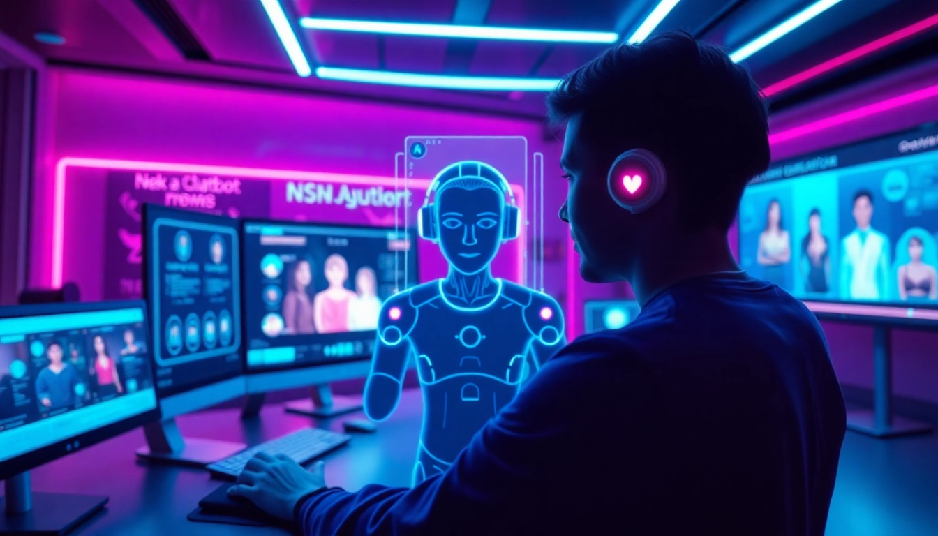 Explore the best nsfw ai chatbots through a futuristic digital interface showcasing interactive avatars.