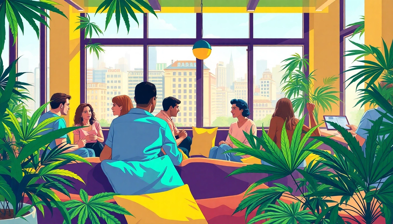 Engaging scene at one of the Best Cannabis Clubs Madrid, highlighting community and enjoyment.