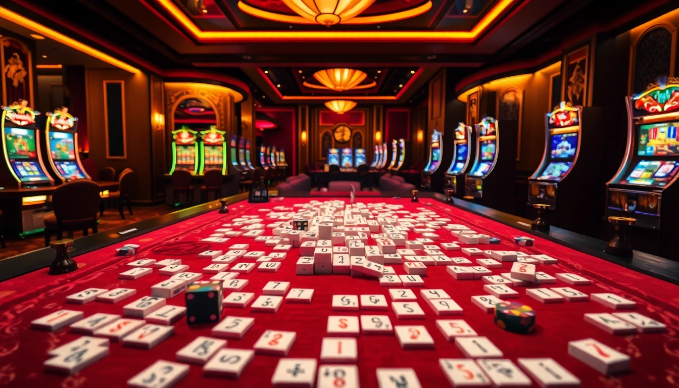 Engage in a thrilling game of link mahjong with luxurious casino tiles and vibrant ambiance.