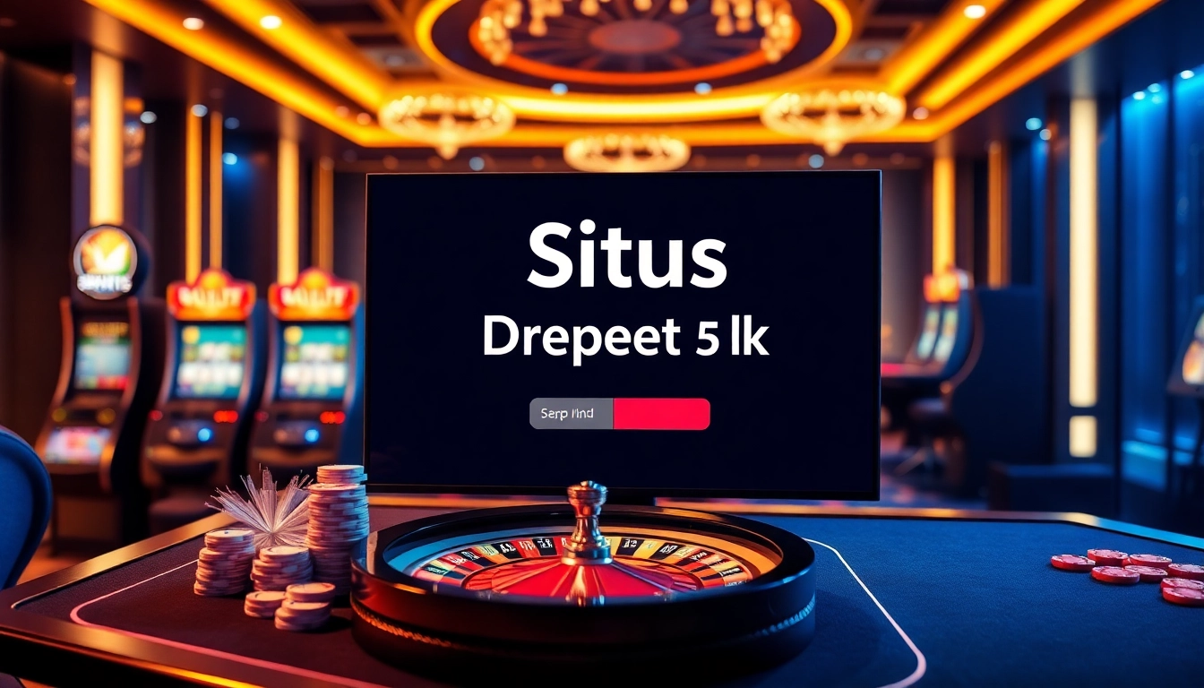 Adegan menarik yang menampilkan elemen perjudian online dengan fokus pada situs deposit 5k dalam suasana kasino mewah.
