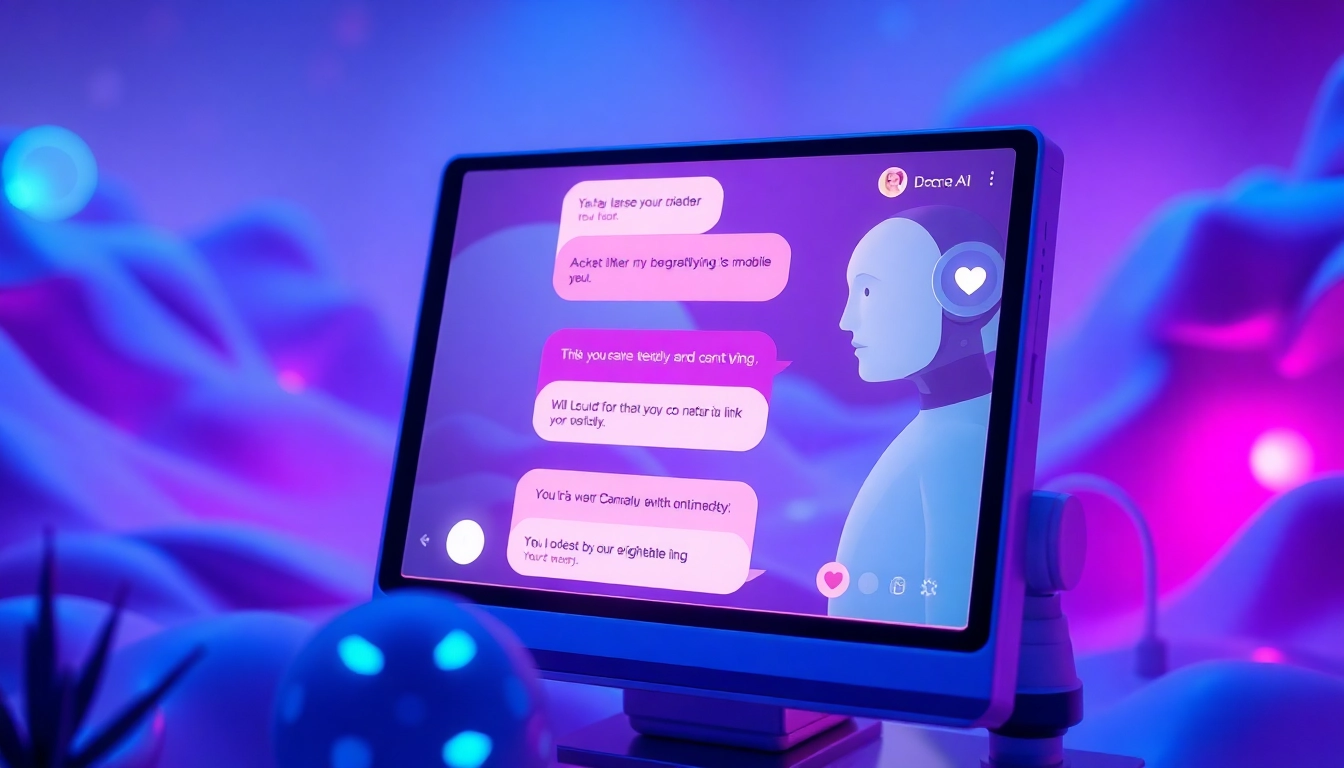 Engaging AI chatbot illustrating ai sex chat with vibrant digital elements and a friendly interface.