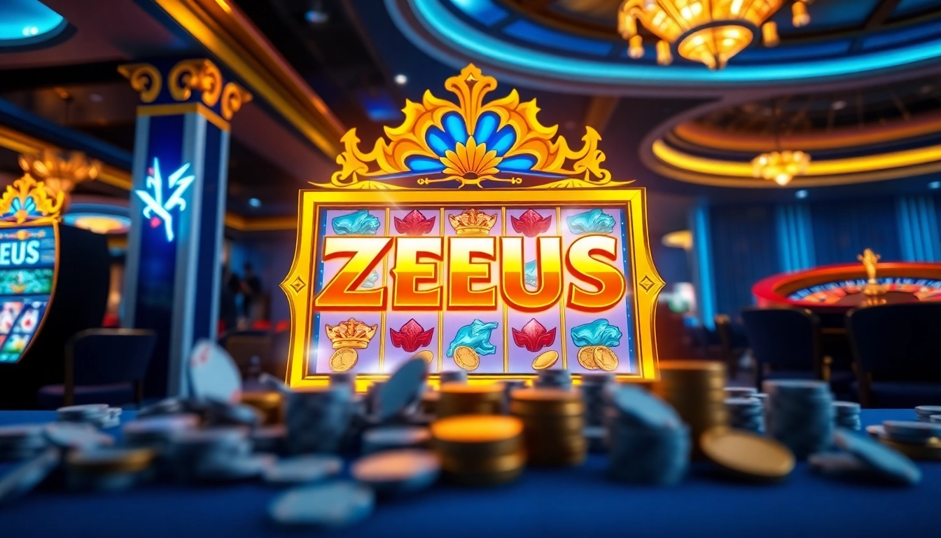Experience the thrill of Zeus slot gameplay with exciting winning symbols and casino ambiance.