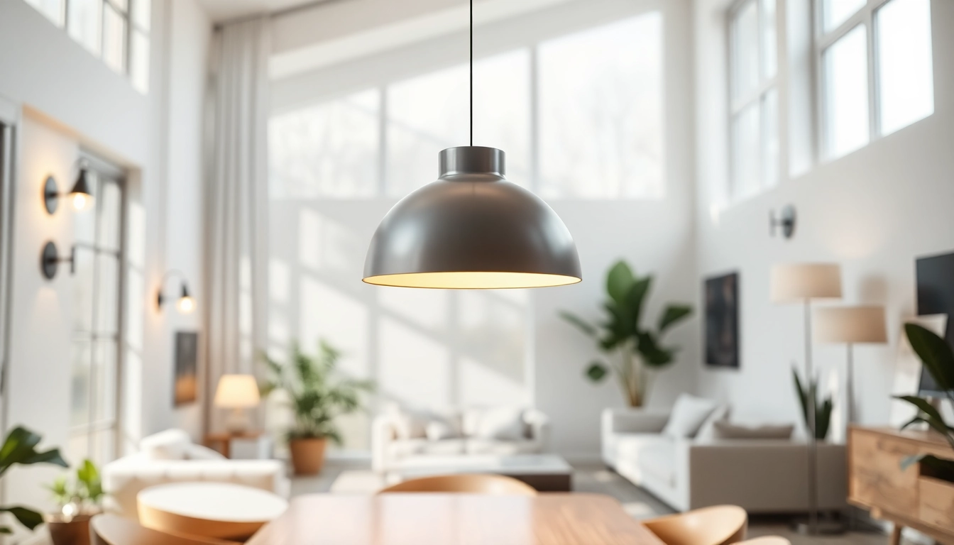 Bright and inviting scene showcasing elegant lighting fixtures while promoting Shop ModernLighting.