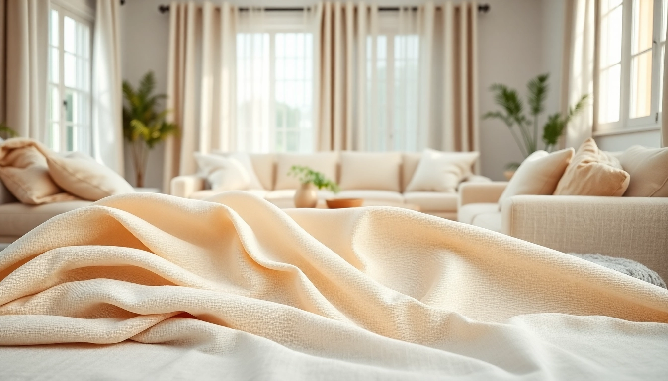 Bekijk goedkope linnen stoffen mooi geëtaleerd in een sfeervolle woonkamer.