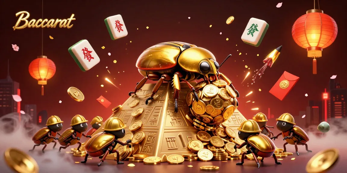 Baccarat scene featuring golden beetles and casino elements illuminating gaming strategies