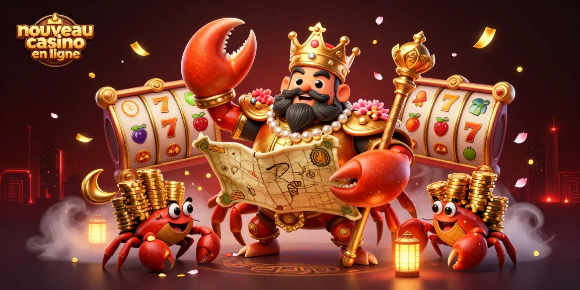 Jouez au nouveau casino en ligne avec ce crabe impérial doré entouré d'éléments de jeux captivants.