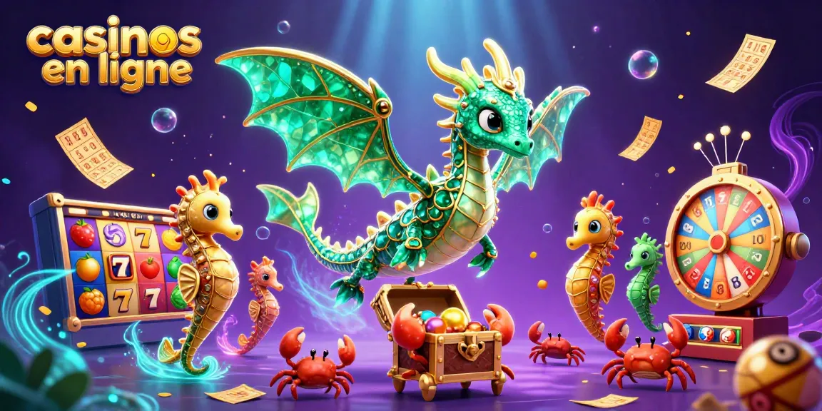Élargissez votre expérience de jeux dans les casinos en ligne avec un dragon de mer animé et des éléments de jackpot.
